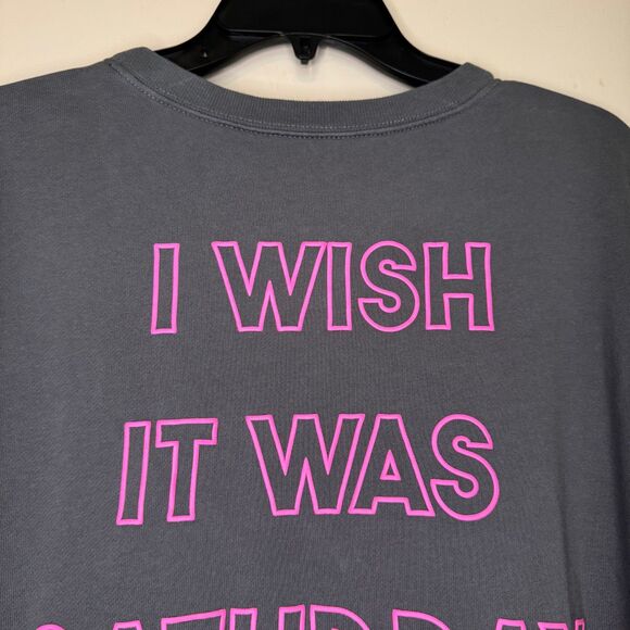 NEW WILDFOX women's size large L I Wish it was Saturday graphic sweatshirt top - Picture 3 of 9